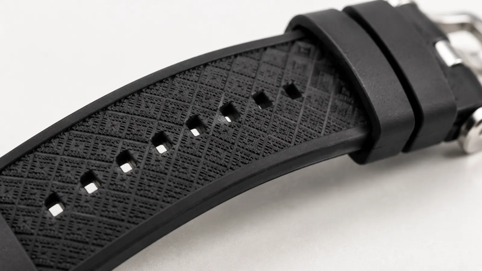 FKM rubber watch strap surface texture in close-up