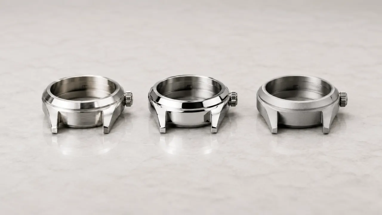 What are the different types of watch case finishes?