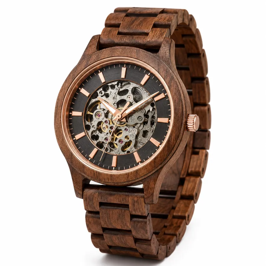 Wood watch reference model 09 — customizable OEM build